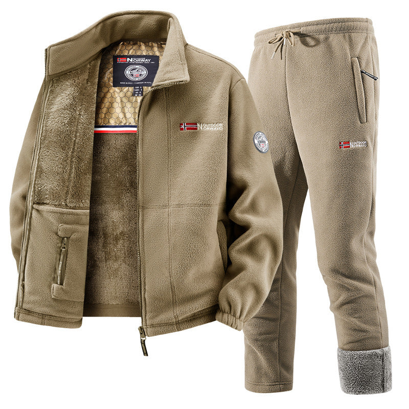 Women's Fleece Jacket and Jogging Pants Set - Two-Piece Loungewear