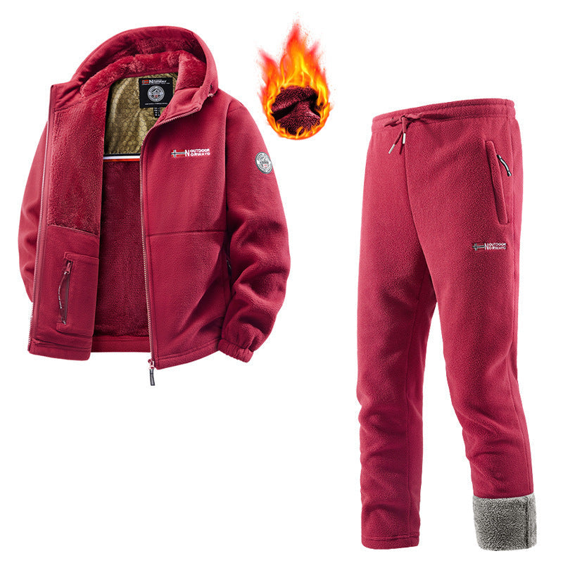 Women's Fleece Jacket and Jogging Pants Set - Two-Piece Loungewear