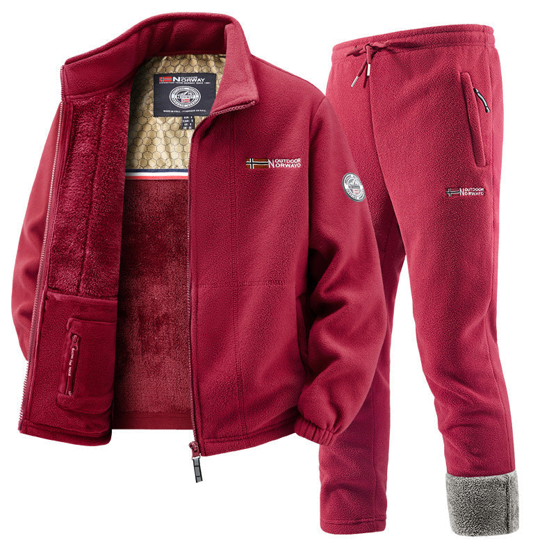 Women's Fleece Jacket and Jogging Pants Set - Two-Piece Loungewear