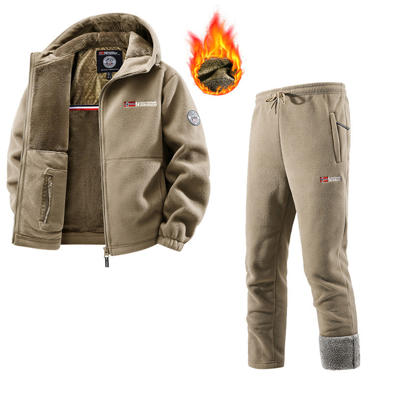 Women's Fleece Jacket and Jogging Pants Set - Two-Piece Loungewear