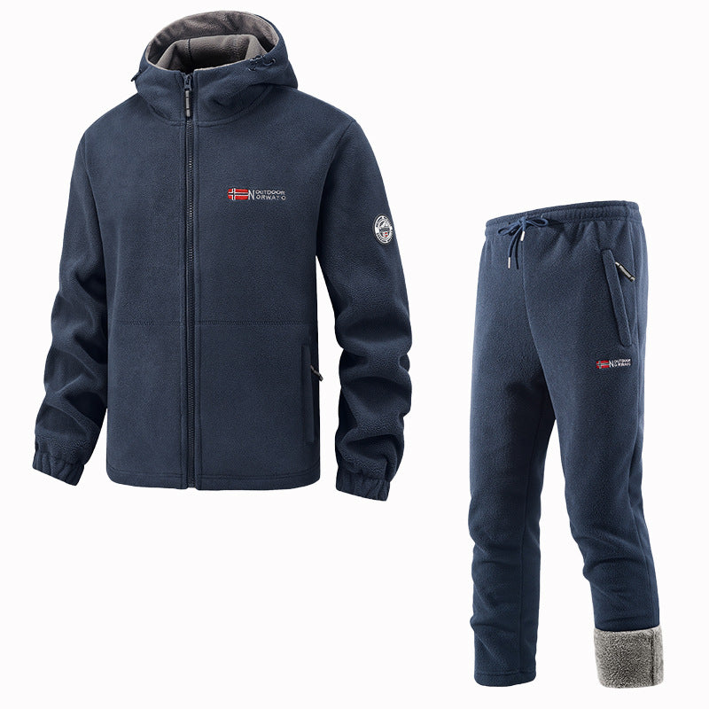 Women's Fleece Jacket and Jogging Pants Set - Two-Piece Loungewear
