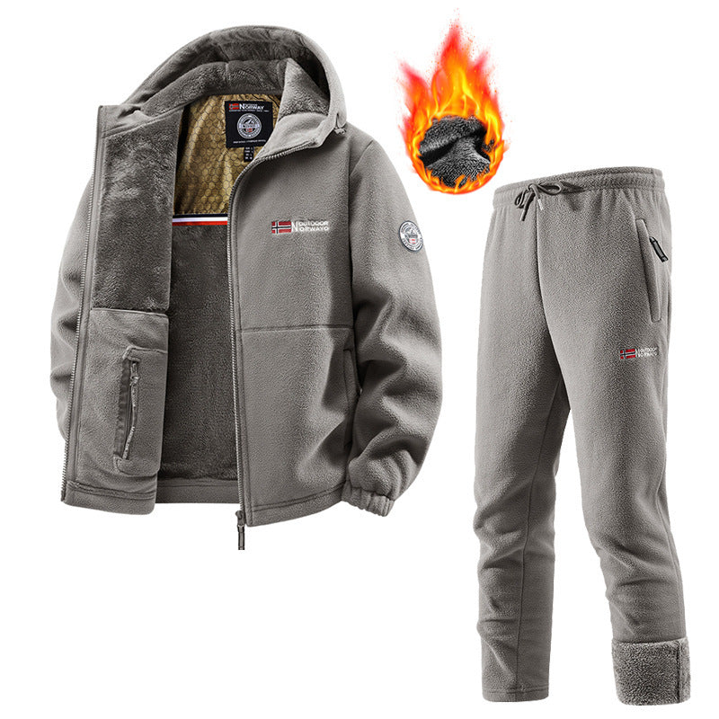 Women's Fleece Jacket and Jogging Pants Set - Two-Piece Loungewear