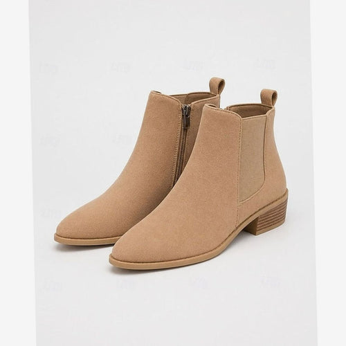 Women's Pointed-Toe Suede Ankle Boots with Block Heel