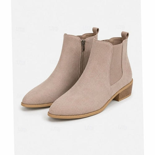 Women's Pointed-Toe Suede Ankle Boots with Block Heel