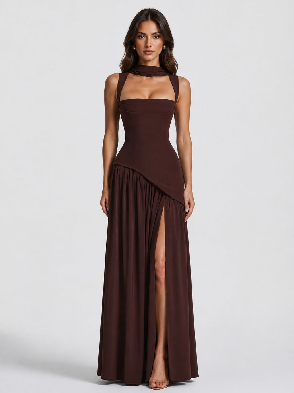 Mara Draped Asymmetric Maxi Dress_1