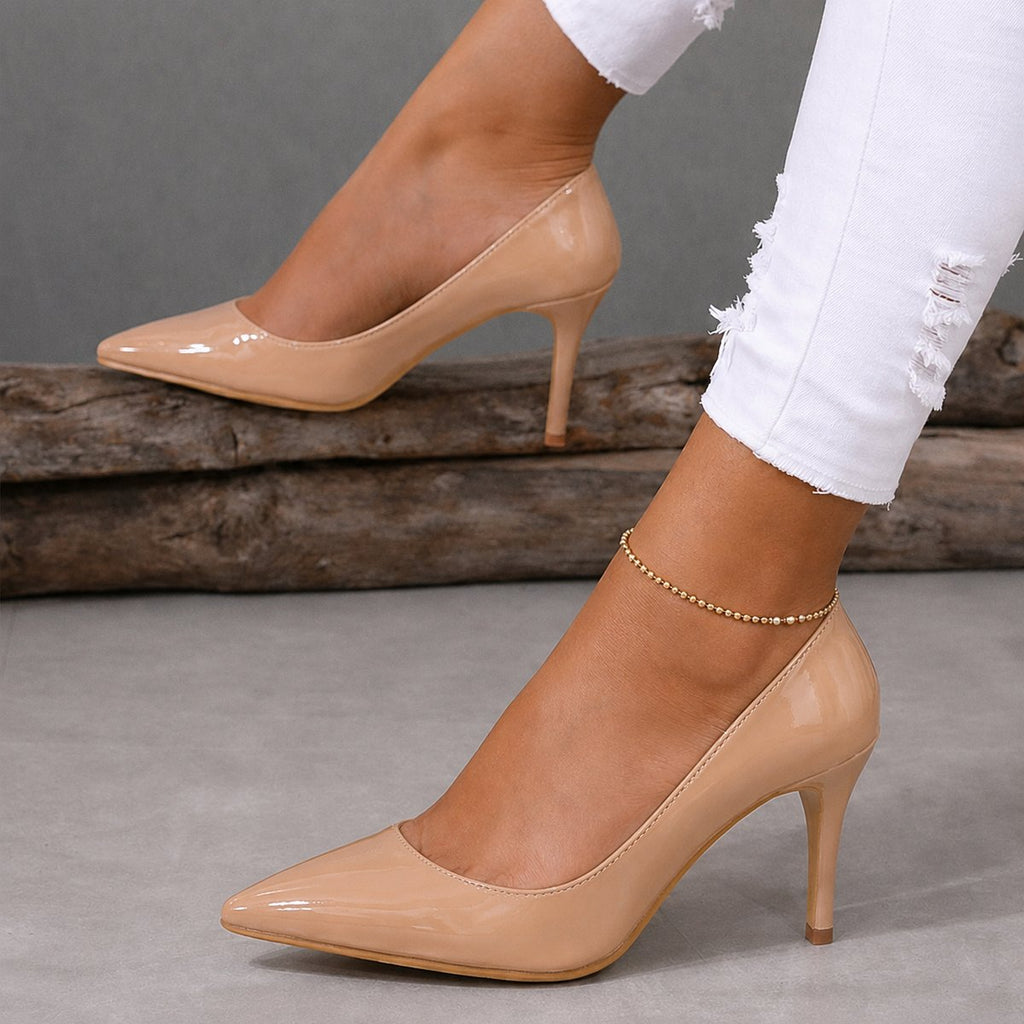 Women's Pointed-Toe Patent Court Shoes with Slim Stiletto Heel