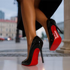 Women's Pointed-Toe Patent Court Shoes with Slim Stiletto Heel