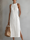 Women's Round Neck Midi Dress - Everyday Casual Style