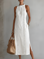 Women's Round Neck Midi Dress - Everyday Casual Style