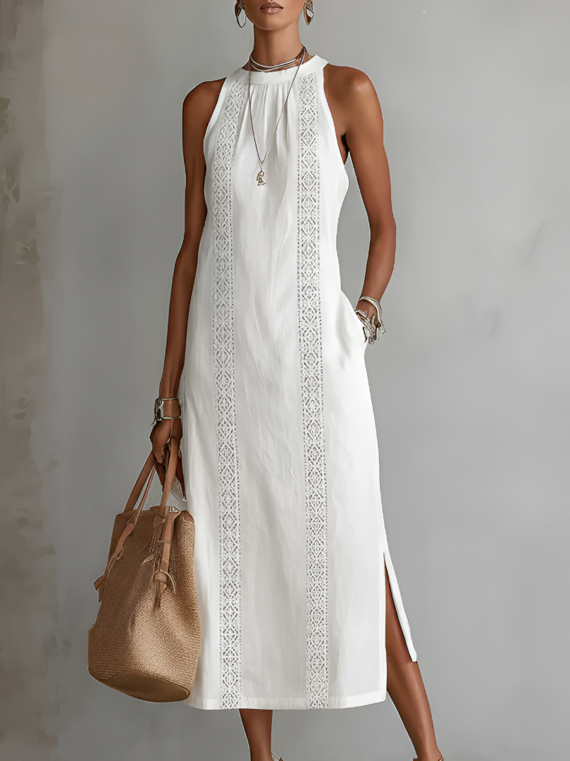Women's Round Neck Midi Dress - Everyday Casual Style